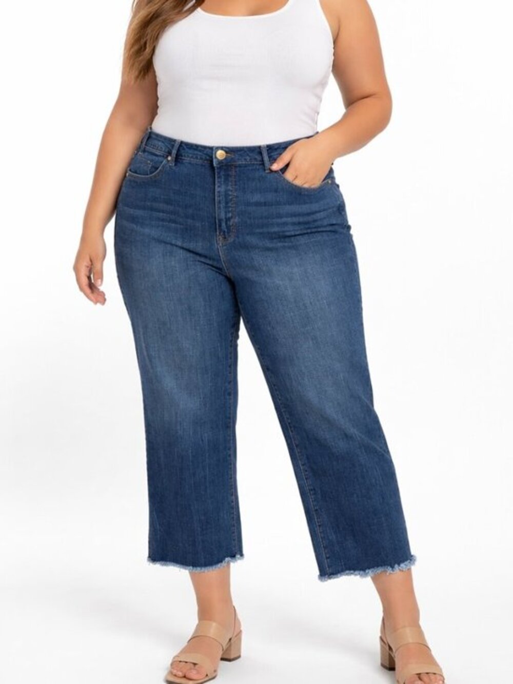 Seven7 Freedom High Rise Crop Dark Wash Straight Leg Jeans Size 16